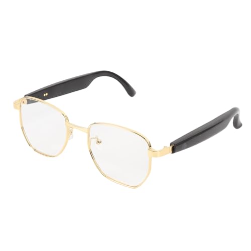 AI Smart Translation Glasses, Multifunctional Unisex Bluetooth 5.4 Glasses, Supports for GPT and DeepSeek, AI Noise Reduction, Transparent Lens, Smart Glasses for Men Women (Gold)