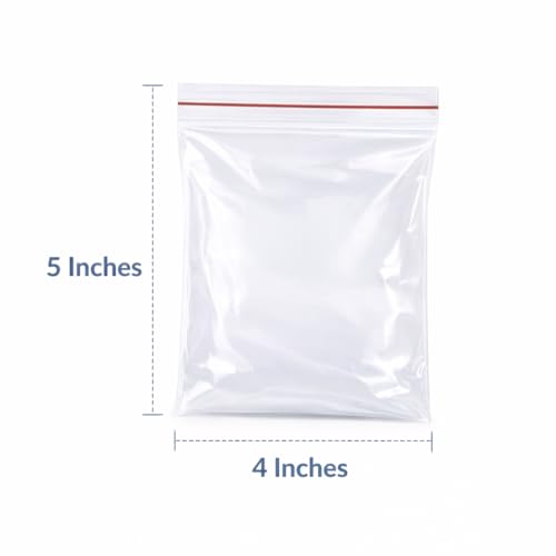 Image of Zip Lock Clear Plastic Storage Bags 4 x 5 Inches Resealable Transparent Pouches Leak Proof Press Seal Bags for Kitchen Storage Jewellery Packaging 100 Pack