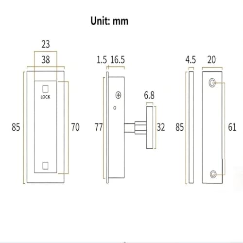 Cerradura de puerta corrediza elegante en aleación de zinc negro para interiores de 35-45mm 6