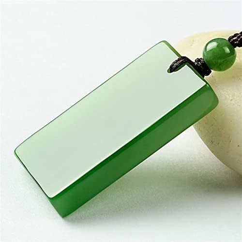 Natural Green Jade Rectangular Smooth Necklace Pendant Women Men Genuine Hetian Jades Stone Charms Amulet Gifts for Ladies4