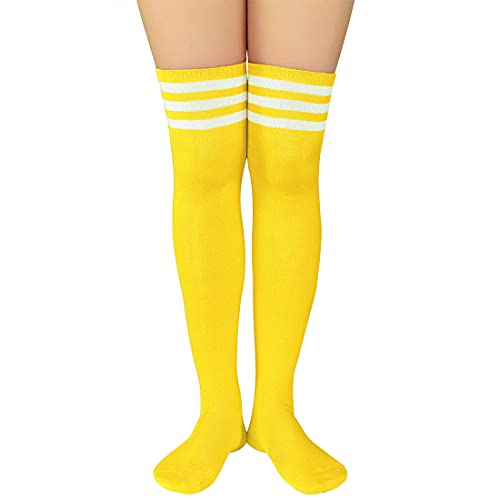 Image of Century Star Thigh High Socks Striped Extra Long Tube for Women Over the Knee Athletic Sports Socks Plus Size Stockings