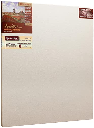 MASTERPIECE Z1MR-3344 Monet Pro 1.5" Deep Raw Unprimed Heavy Weight #12 Cotton 11.5 oz Stretched Canvas 33" x 44" Natural
