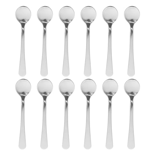 SHINEOFI Cucharitas Pequeñas de Aperitivo y Postre 12 Piezas Acero Inoxidable 304 Mango Redondeado Resistentes para Condimentos Café y Helados Hogar y Oficina