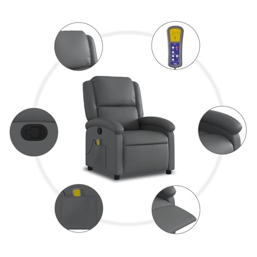 Gecheer Massagesessel Relaxsessel Grau Kunstleder, Relaxsessel Fernsehsessel Lesesessel für Wohnzimmer Schlafzimmer Leseecke Gästezimmer3205901 – Bild 7