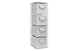 ARPAN White 4-Drawer Storage Unit, Slim Drawer Unit for Bathroom, Bedroom or Office Storage, Basket Drawers (18 x 25 x 65 cm)