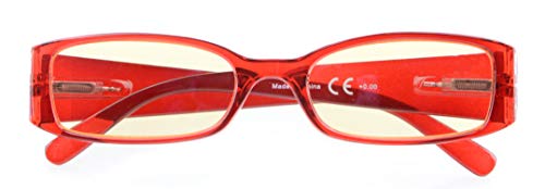 Computer Glasses for Women with Yellow Blue Light Filter Lens Reading Eyeglasses(Red) +1.25