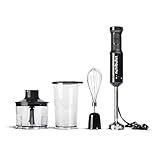 NutriBullet Immersion Blender, Dark Grey, Deluxe set includes powerful 800w variable control motor, chopping blade & bowl, whisk, 900ml cup & lid (NBI07110)