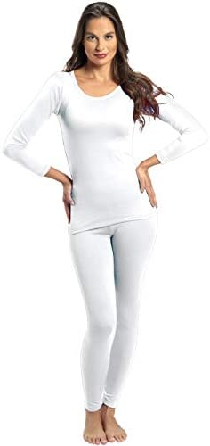 Rocky Thermal Underwear for Women (Thermal Long Johns Set) Shirt & Pants, Base Layer w/Leggings/Bottoms Ski/Extreme Cold (White - Small)