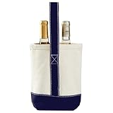 SCSFCVIUS Wine Gift Bag Canvas Handbag - 2 Bottle Wine Carrier Tote Wine Travel Bag for Picnic Beach Portable Wine Bottle Carrying Case (Blue)