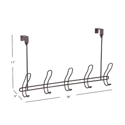 Home Basics 5 Over the Door Hooks Hanging Racks For Clothes, Coats, Bags, Towels or Robe, Chrome thumbnail 5