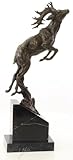 Largeur: 20,4 cm Casa Padrino Figurine de Luxe en Bronze sautant Un cerf Bronze/Noir 20,4 x 9,9 x H. 49,5 cm - Figurine de décoration élégante avec Socle en marbre