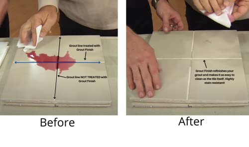 Grout Finish Kit - The Professional's Choice - Color And Seal Grout - Prevents Stains And Creates Easy To Clean Grout - 8Oz Bottle, Wheel Applicator, Brush Applicator, And Scrub Pad (White) #TOP2