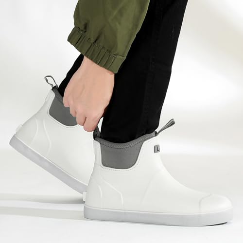 Image of Men's Deck Boots, Waterproof Non-Slip Ankle Rain Boots for Fishing