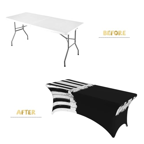 Housses de table extensibles rectangulaires EdWal imprimé piano 1,8m - 5