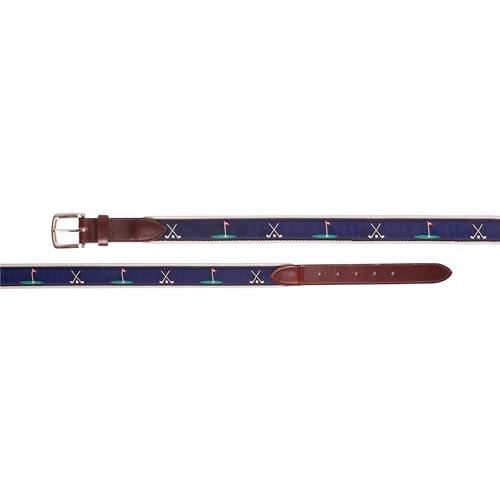 YRI Belts Men's Navy 18th Hole Ribbon Belt (Made in USA)2