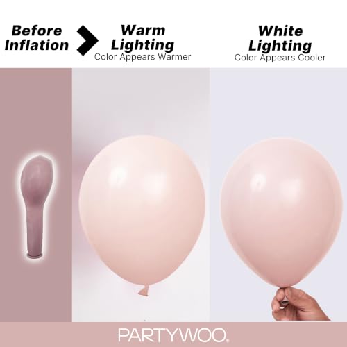 Image of PartyWoo Dusty Pink Balloons 50pcs Lilac Pink Latex Helium Balloons 12 Inch
