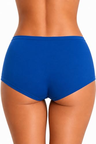Image of Womens High Coverage Super Soft Elastane Stretch Mid Waist Boy Shorts Panties