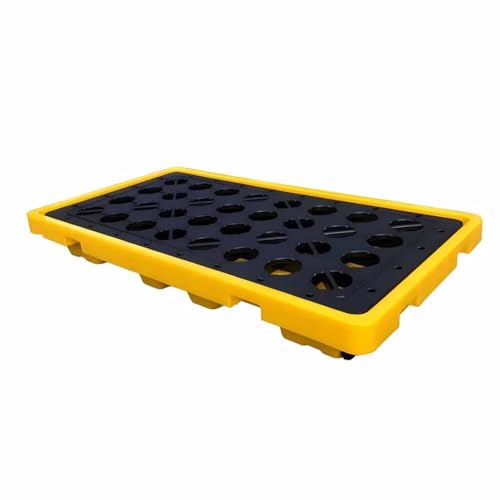 XBTGS Piattaforma industriale impilabile di contenimento delle fuoriuscite con uscita modulare, vassoio per tamburo dell'olio durevole per la sicurezza sul posto di lavoro, giallo-128x68x17cm, giallo