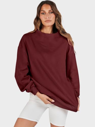 Image of ANRABESS Womens Oversized Sweatshirts Mock Neck Pullover
