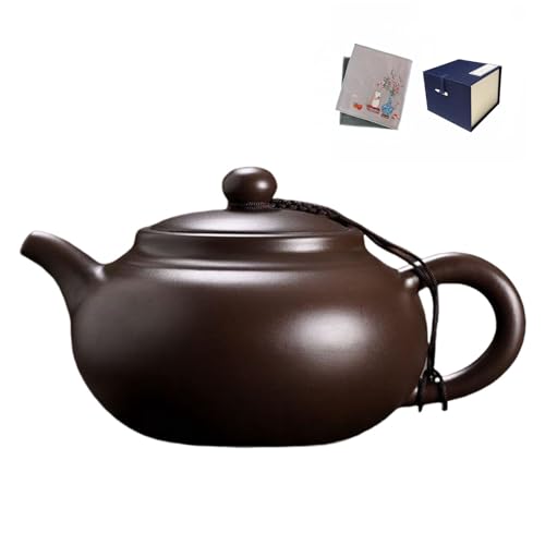 Yixing Clay Teapot 14oz,Chinese Large Capacity Zini Clay Tea Pot with TeaTowel for Loose Tea Handmade Gift,Black