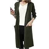 ［エムエルーセ］ リブ袖 カラー ロング ニット カーディガン 長袖 ポケット 付き ロングカーディガン 緑色 長そで おしゃれ 可愛い カワイイ カジュアル キレイメ 上品 通学 通学用 学生 通勤 仕事用 シンプル セーター 暖かい 秋冬 秋用 冬用 ミドル丈 長め ボタンなし やわらか エレガント デート お出かけ 前開き アウター 着痩せ 着やせ ニットカーデ グリーン MRD27-GRL