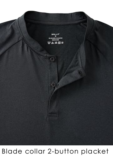 Willit Men's Tennis Shirts Golf Polo Quick Dry Lightweight Collarless Short Sleeve Henley Shirt for Men UPF 50+3