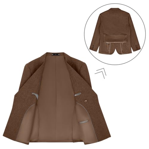 Retro 2 Pieces Suit Men Slim Fit Formal Double Breasted Tweed Herringbone Men Suit Jacket Pants Set Wedding Tuxedo4