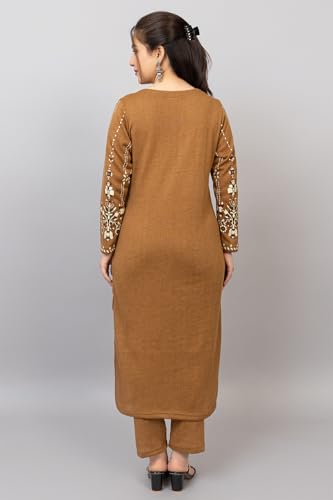 Image of HIFZAA Woollen Winter wear Kurti Palazo Set for Womens Warm Kurta Suit for Ladies Pure Wool M to 4XL