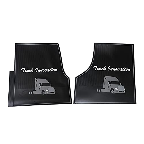 FIT Freightliner Cascadia Floor Mat Set Rubber Black & Gray fits with Cargo Liners 2008 2009 2010 2011 2012 2013 2014 2015 2016 2017 Truck Models Front Set for Standard Transmission (FT615)