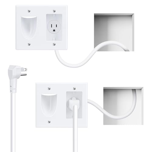 HAPYTHDA in Wall Cable Management Kit, Cord Hider for Wall Mounted TV with Triple Outlet, 6.5FT Power Cable and 6.2FT Extension Cable, 20A TV Wire Hider for Wall by HAPYTHDA - Used condition - US$24.69