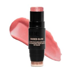 Nudestix Nudies Glow Highlighter Stick – Multi-Use Cream Highlighter for Cheeks, Eyes & Body with Built-In Brush | Dewy, Radiant Finish | Clean, Vegan & Travel-Friendly Makeup
