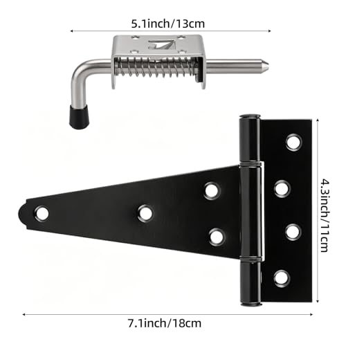 Shed Door Kit, Barn Door Lock Set with 5-1/2" L-Handle Lock, Stainless Steel Latches and 6" Hinges by Yaegoo - Image 3