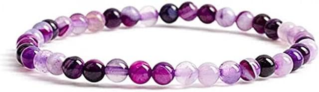 YONKU 8mm Lace Agate Purple Beaded Yoga Chakra Bracelets For Women, Men, and Teens - Round Beads 7" Beaded Yoga Chakra Bracelet YO-BRACE-5701