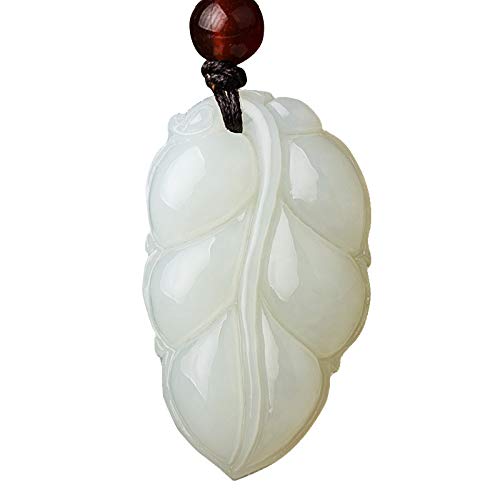 Collier en jade blanc de Hetian d'exception avec sa feuille sculptée et branche d'or