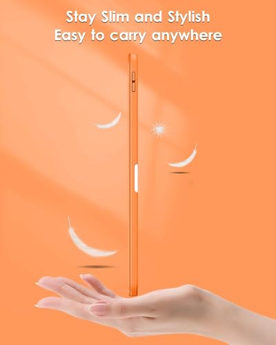 Image of Printme Compatible with iPad (A16) 11th Generation Case 11 Inch 2025, for iPad 10th Generation Case 10.9 Inch 2022 with Pencil Holder, Slim Trifold Stand Protective Cover with Soft TPU Back (Orange)