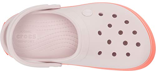 Crocs Kids' Crocband Platform Clog | Comfortable Slip-On Platform Shoes, Barely Pink/Bright Coral, 1 US Little Kid