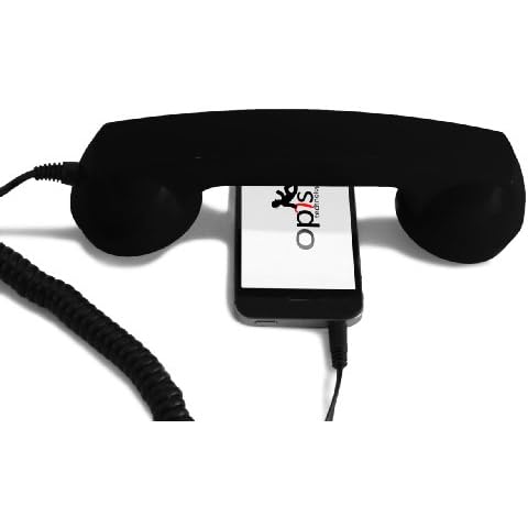 Opis 60s micro - Retro mobile phone handset for Android smartphones, tablets, notebooks and mobile phones in the shape of a classic telephone receiver (black) Cover