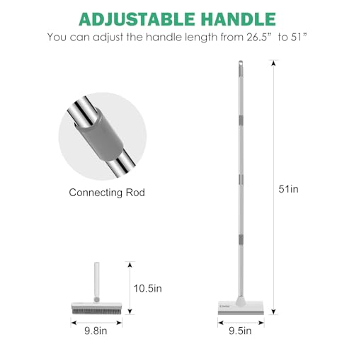 Image of SetSail Floor Scrub Brush and Grout Brush with 51-Inch Long Adjustable Handle 2 in 1 Scrape Brush Stiff Bristle Floor Scrubber for Cleaning Shower Bathroom Garage Kitchen Deck Tub Tile, Grey White