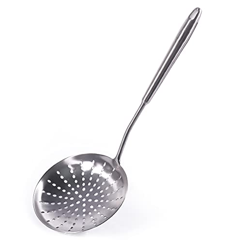 Image of Skimmer Slotted Spoon, [Rustproof, Integral Forming, Durable] Newness 304 Stainless Steel Slotted Spoon with Vacuum Ergonomic Handle, Comfortable Grip Design Strainer Ladle for Kitchen, 16.8 Inches