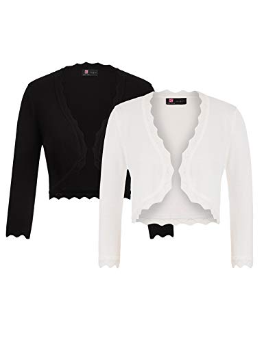 Womans Red Knit Cardigan for Dress 1950s Style Shrugs (M,Black&Ivory)