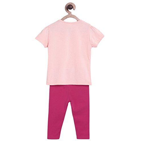Image of miniklub Girls Pink Printed T-Shirt With Pyjamas