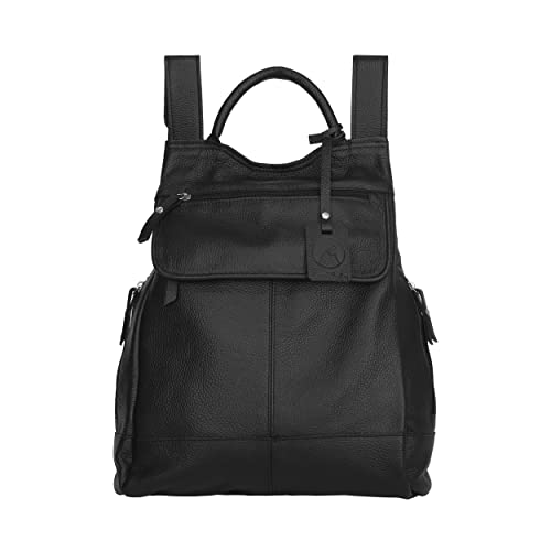 Mochila de Couro Anti Roubo Leve e Macia Malu com 5 Anos de Garantia (Preto)