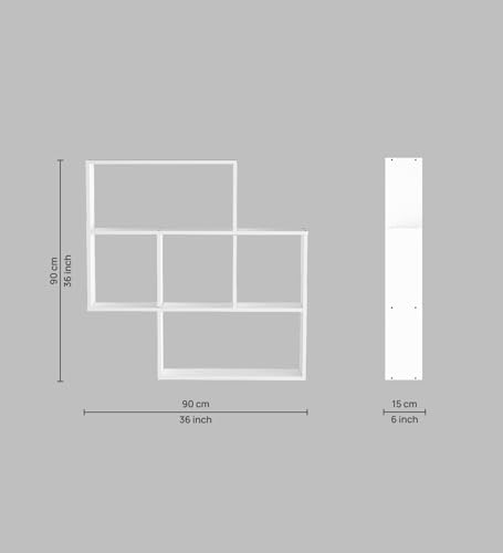Image of RETICA Multipurpose Modular Wall Racks /Shelves /Organiser /Decor Particle Board Wall Shelf (Number of Shelves - 5, White)