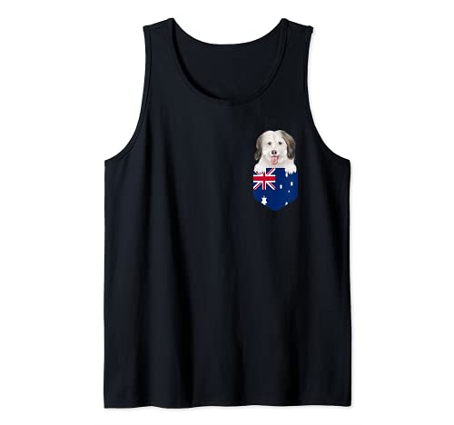 Australia Flag Coton de Tulear Dog In Pocket Tank Top, Black