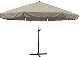 gastronomieschirme ebay Maße ca.: Höhe eingeklappt 360 cm, ausgeklappt 280 cm, Durchgangshöhe 220 cm, Mast 6,7 cm, Streben 3,0x1,8 cm, Gewicht 31,5 kg