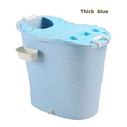 GHH Vasca Da Bagno Pieghevole per Adulti In Plastica Pieghevole Portatile Vasca Da Bagno per Bambini(Rosa, Verde?Azul,Blanco),Thickenblue