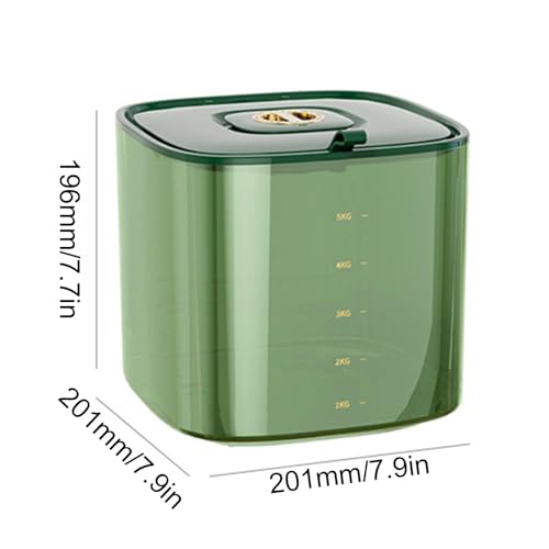ARSBORUI Reis Aufbewahrungsbox, 5KG Reis Aufbewahrungsbehälter mit Deckel Luftdicht, Feuchtigkeit Reisbehälter Reisbox, Getreidevorratsbehälter Küche Vorratsdosen für Reis, Mehl, Nüsse (Green)