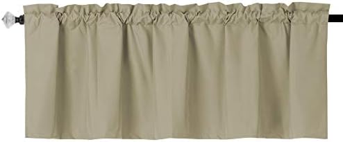 EasyHome Blackout Valance Curtain for Kitchen ,Bathroom, Living Room, Thermal Insulated ,Room Darkening , Rod Pocket Valance Curtain 1 Panel (54"x18"Taupe )
