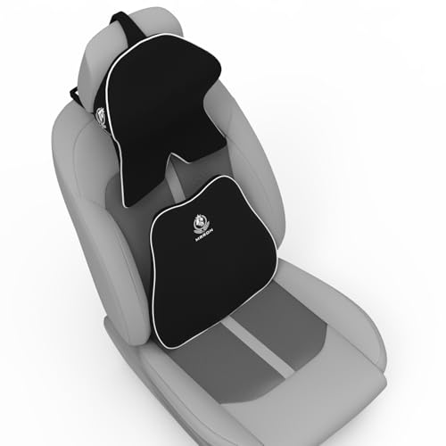 Image of MRRON Large Back Support Neck Rest for Chair & Car Seat, Orthopaedic Lumbar Support Memory Foam Backrest Cushion Designed for Back Pain Relief Pillow for Comfortable Sitting (Black, Slim Backrest)