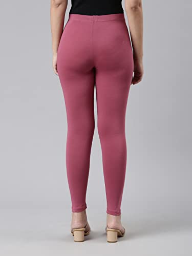 Image of GO COLORS Soft Cotton Stretch Cropped Leggings for Women | Breathable, Mid Rise
